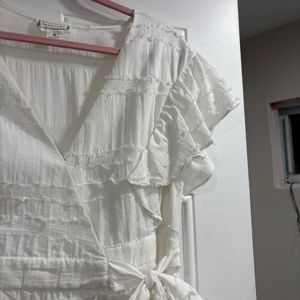 Love Riche White Ruffled Wrap Mini Dress - Picture 10 of 12